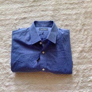 Nautica Blue Long Sleeve Collared Button Down